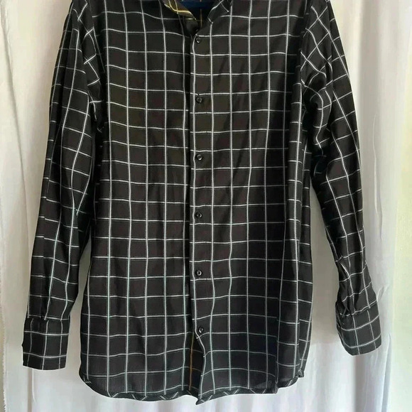 NWT A2Z New York Mens Shirt Medium Reversible Blue Yellow Checkered Button Down - Picture 8 of 13